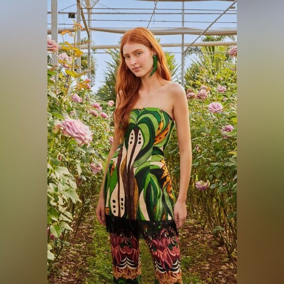 Farm Rio Green Coconut Tree Flow Linen Top - Picture 4 of 11